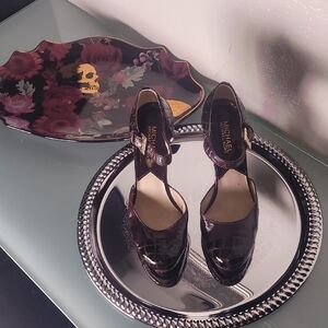 Michael Kors Burgundy Peep-Toe Heels